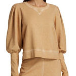 Veronica Beard  Analeigh Sweatshirt Womens Large Tan Puff Sleeves Pima Cotton Photo 0