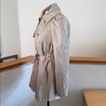 EXPRESS short Beige Double-Breasted Trench Coat Photo 5