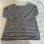 Talbots Womens Small 100% Cotton Striped 3/4 Sleeve Pullover Blouse Black White Photo 4