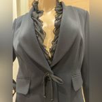 Josephine Chaus Josephinee Chaus ruffled black blazer. Snap one button closure with tie. Size 6 Photo 1