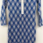 Smythe Womens Dress XS Argyle Polo Bodycon Midi Knit Blue Check Collar Photo 4