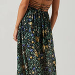 ASTR the Label Stasia Black Floral Smocked Maxi Dress Strappy Open Back Medium Photo 1