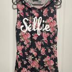 Free Kisses summer black floral sleeveless hoodie tank top tunic Photo 0