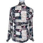 Cure. Petites Women's Floral Colorblock Lace Illusion Tie Neck Blouse Top PM Black Size undefined Photo 2