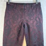 Ann Taylor  Burgundy Black Floral Jacquard Dress Pants Size 2 Photo 9