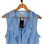 Iris basic Iris Periwinkle Blue Cropped Tie Waist Button Front Ruffle Blouse size 1X NWT Photo 1