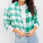 American Eagle Cropped Flannel Shirt Long Sleeve Small 100% cotton Photo 0