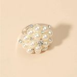 Elegant Gold Pearl Cluster Ring. Adjustable Photo 4