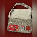 NWT London Beaded Shoulder Bag Made in India Grey Red Details Brand New Gray Photo 4
