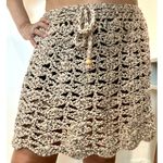 Hand made crochet knitted multicolor mini skirt scalloped hem & drawstring Photo 1