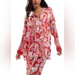 Free People NWT  dreamy days printed pajama set in red multi Photo 4