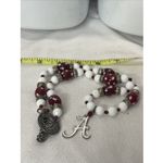 Handmade Glass Bead Alabama Crimson Necklace Red/white Women’s READ Photo 3