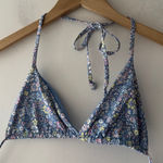 frankie's bikinis Frankis Bikinis Tia Blue Floral Triangle Bikini Top Photo 0