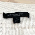 Marc New York Puff Sleeve Cable Knit Semi-Crop Cardigan Sweater in Ivory, Large Photo 2
