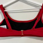 Lands' End Lands’ End Women’s Square Neck Scalloped Detail Bikini Top Red Size 6 NWOT FLAW Photo 6