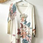 J. Jill Floral Linen Blend V Neck Cream Pullover Sweater M Purple Size M Photo 3