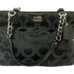 Coach  Op Art Madison Purse Blk Signature Sateen Jacquard & Leather Handles 20481 Photo 0