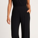 CAbi Women's Black Sleeveless Jumpsuit, Size M – Wide Leg, V-Neck, Smocked Waist Photo 0