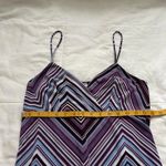 Y2K Purple blue striped chevron midi dress spaghetti straps and asymmetrical hem Size M Photo 4