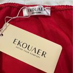 Ekouaer NWT  Vibrant Red Satin Lace V-Neck Chemise Sleepwear Soft Lingerie Photo 8