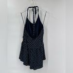 Free People  High Strung Playsuit Romper Polka Dot Bow Backless Sz medium Photo 5