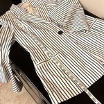 CAbi  Olé Bell Sleeve Navy Striped Blazer
Jacket Size 6 Photo 9