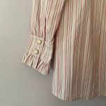 BURU Cream Pink Stripe Button Down Blouse Peter Pan Collar Women's size Medium Photo 5