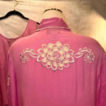Bob Mackie Sz XL Pink Embroidered Art-to-Wear Cut-Away 100% Silk Jacket Tank Top Photo 15
