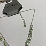 Apt. 9  Women’s Costume Necklace Green / Clear Bead Silver Tone Adjustable Length Photo 6