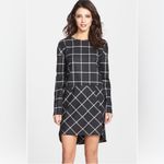 French Connection 'Fast Ciao' Windowpane Check Long Sleeve Shift Dress Size 12 Photo 2