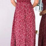 Bohemia Red Maxi Dresses Chiffon Cotton Casual Printing Women's Sz M Size M Photo 1