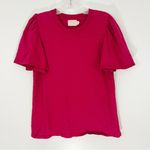 Nation Ltd  Lorna Cotton Tank in Raspberry Size Large Flutter Shoulder Photo 2