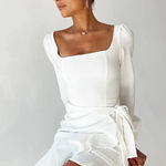 Princess Polly  The Villa White Mini White Bridal Wrap Dress 4 Bride Photo 0