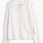 Madewell White with Blue Striped Crew Neck Popover Cotton Top Shirt Size XXS Photo 0