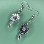 Handmade Elegant Silver Tone Purplish Pink Rose Mirror Shape Earrings Photo 1