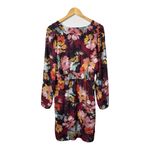 Emma & Michele Floral Print Long Sleeve Dress V Neck Burgundy Size Large Photo 3