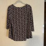 J.Jill Floral SMALL Print 3/4 Sleeve Scoop Neck Knit Top Small Red Black White Photo 5