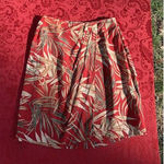 Liz Claiborne Women's Red Frond Jungle Print Wrap 100% Silk A Line Skirt‎ Size 8 Photo 0