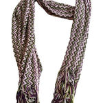 Missoni  Women’s Chevron Knit‎ Fringe Scarf Green Purple Zig Zags Photo 0