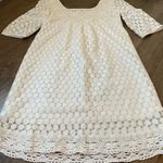 Solitaire  white crochet sheath dress half sleeve lined pullover Women’s sx XS/S Photo 9