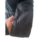 Lucky Brand Black Pleated Button Front 100% Cotton Lightweight Jacket with Belt Photo 9