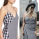 BP Mixed Gingham Print Wrap Dress Black White Photo 9