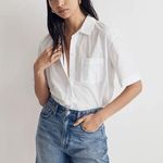 Madewell  Signature Poplin Short Sleeve Button Down Shirt in White M NWT Photo 0