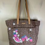 Vera Bradley NWOT Front Pocket Straw Tote Bag Pink Strawberry Cherry ZWH CLEAN Photo 0
