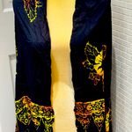 Hibiscus Collection Long floral Sarong with fringe. 💯 rayon. Black/multi. NWT. Black Photo 2