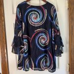 Caleesa Colorful Swirl Print Tunic Top Bell Sleeve Blouse 3X Blue Size undefined Photo 1