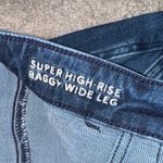 American Eagle Super High Rise Baggy Wide Leg Dark Wash Stretch Denim Jeans12 Photo 3