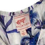 BANJANAN $175 Vivian Floral Peplum Top In Jubilee Blue And White S Photo 2