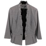 White House | Black Market WHBM Micro Check Ruffle Trim 3/4 Sleeve Lightweight Career Blazer Size 6 Photo 1