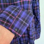 Harley Davidson Purple Plaid Leather Snap Front Shirt Size XL Photo 3